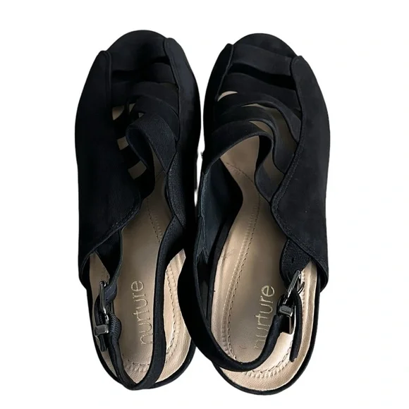 Nurture Women Black Slingback 2.5" Heel Caged Shoes Office Casual 8.5M - Picture 3 of 9